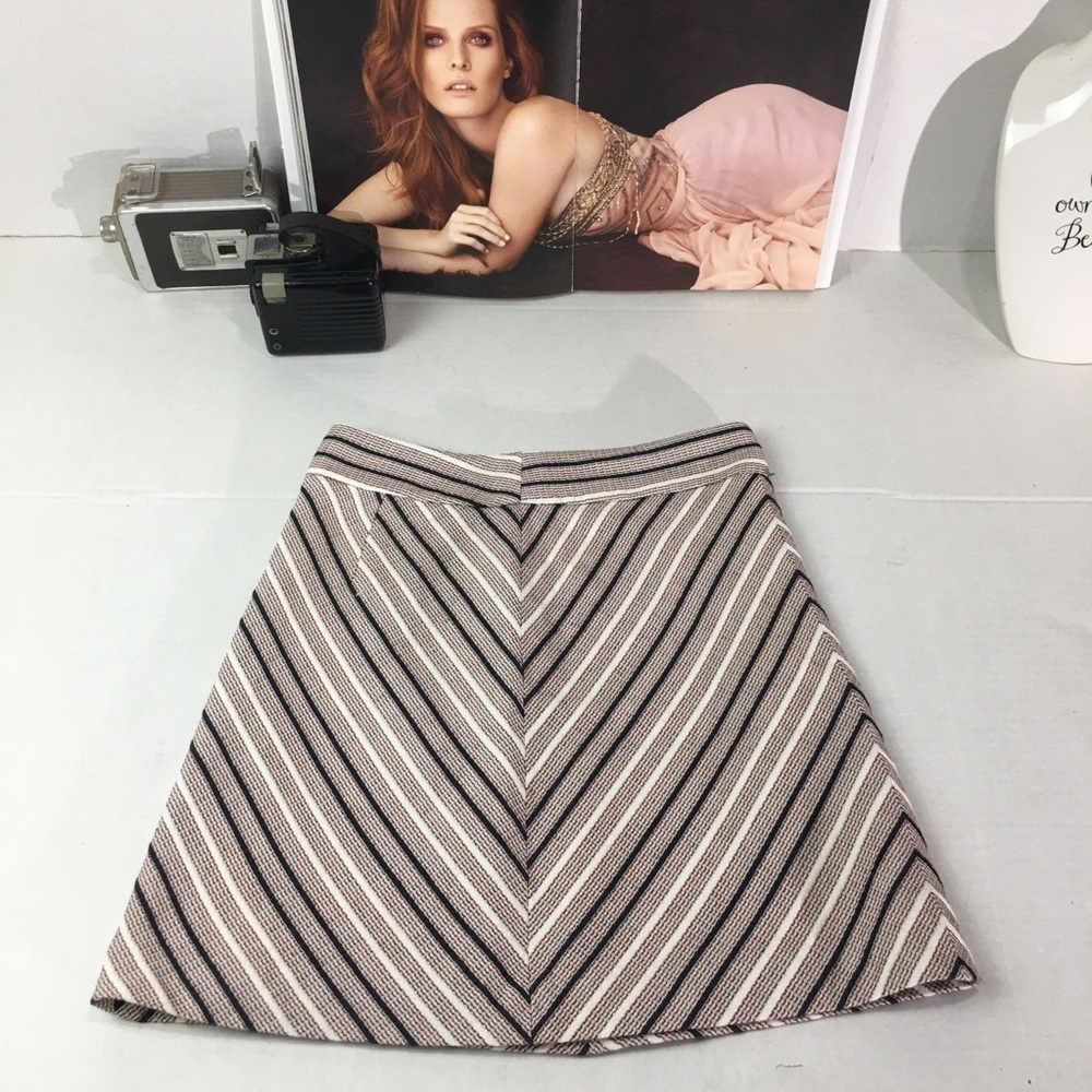 Textured Chevron Stripe Skirt | A-Line Mini Preppy Coastal · LOFT
